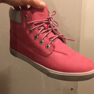 Pink timberland boots
